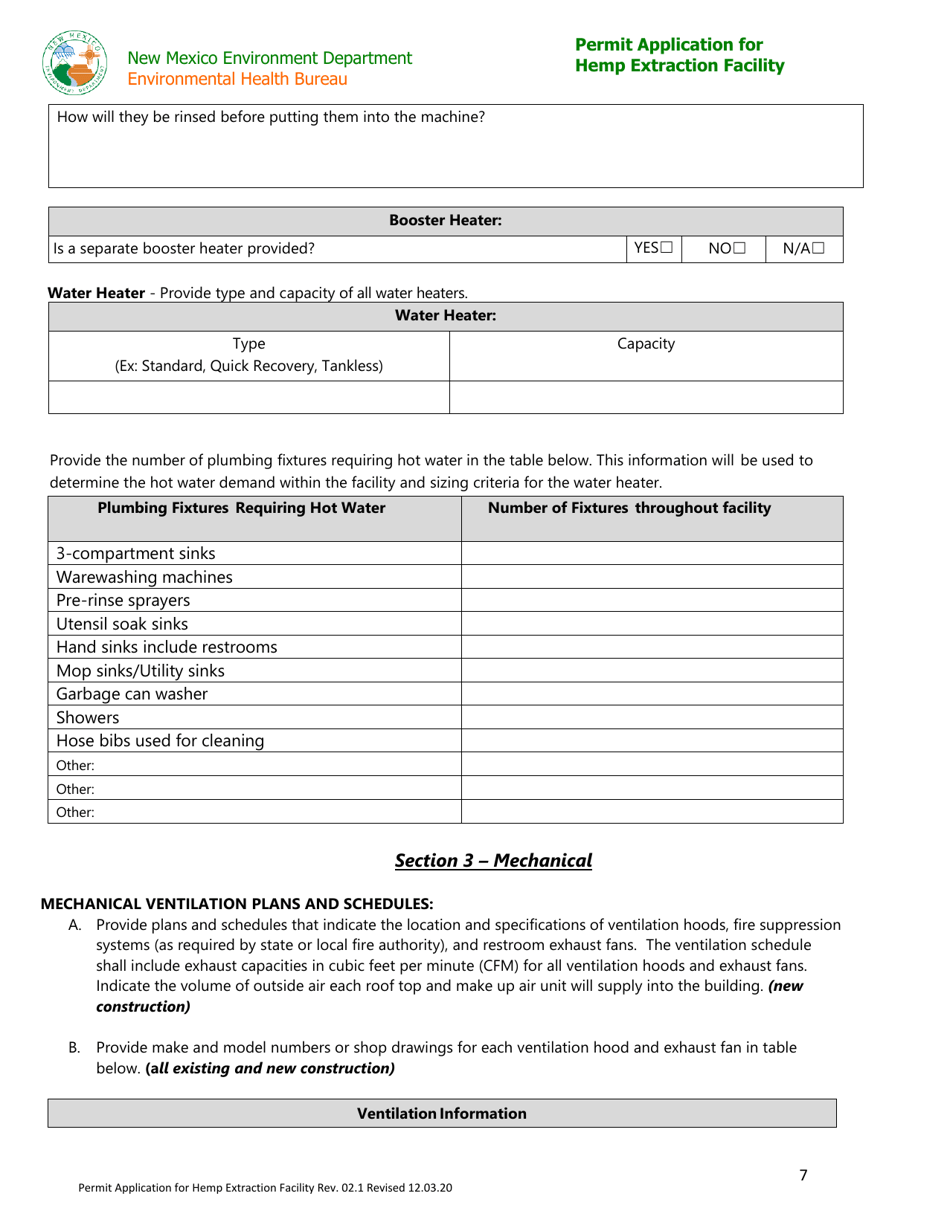Permit Application for Hemp Extraction Facility - New Mexico, Page 7
