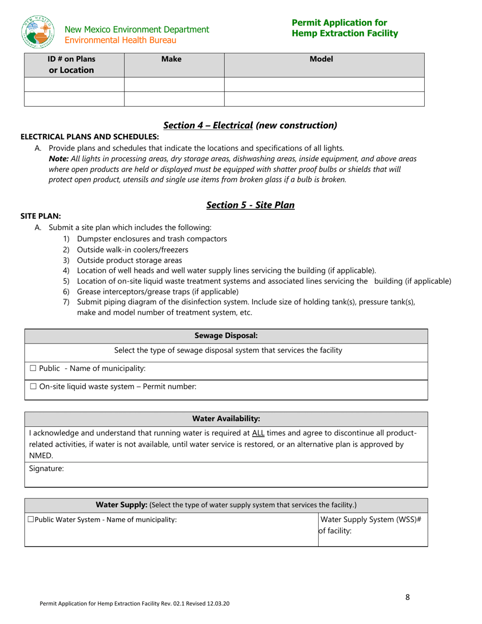 Permit Application for Hemp Extraction Facility - New Mexico, Page 8