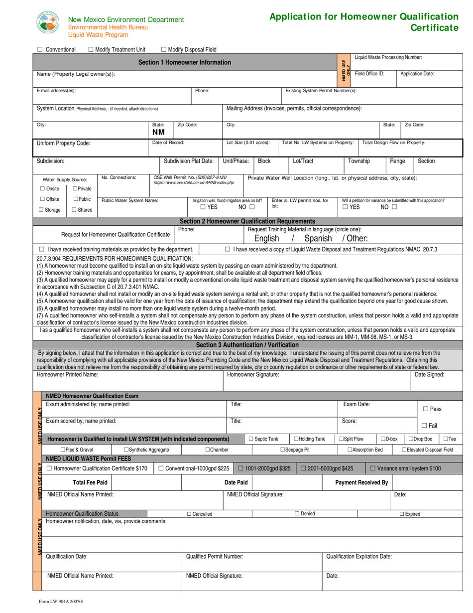 Form LW904A - Fill Out, Sign Online and Download Printable PDF, New ...