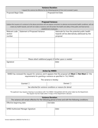 Application for Variance From Requirements of Food Regulations - New Mexico, Page 2