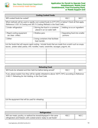 Application for Permit to Operate Food Establishment, Mobile Food Establishment, Food Processing Plant, or Mobile Support Unit - New Mexico, Page 14