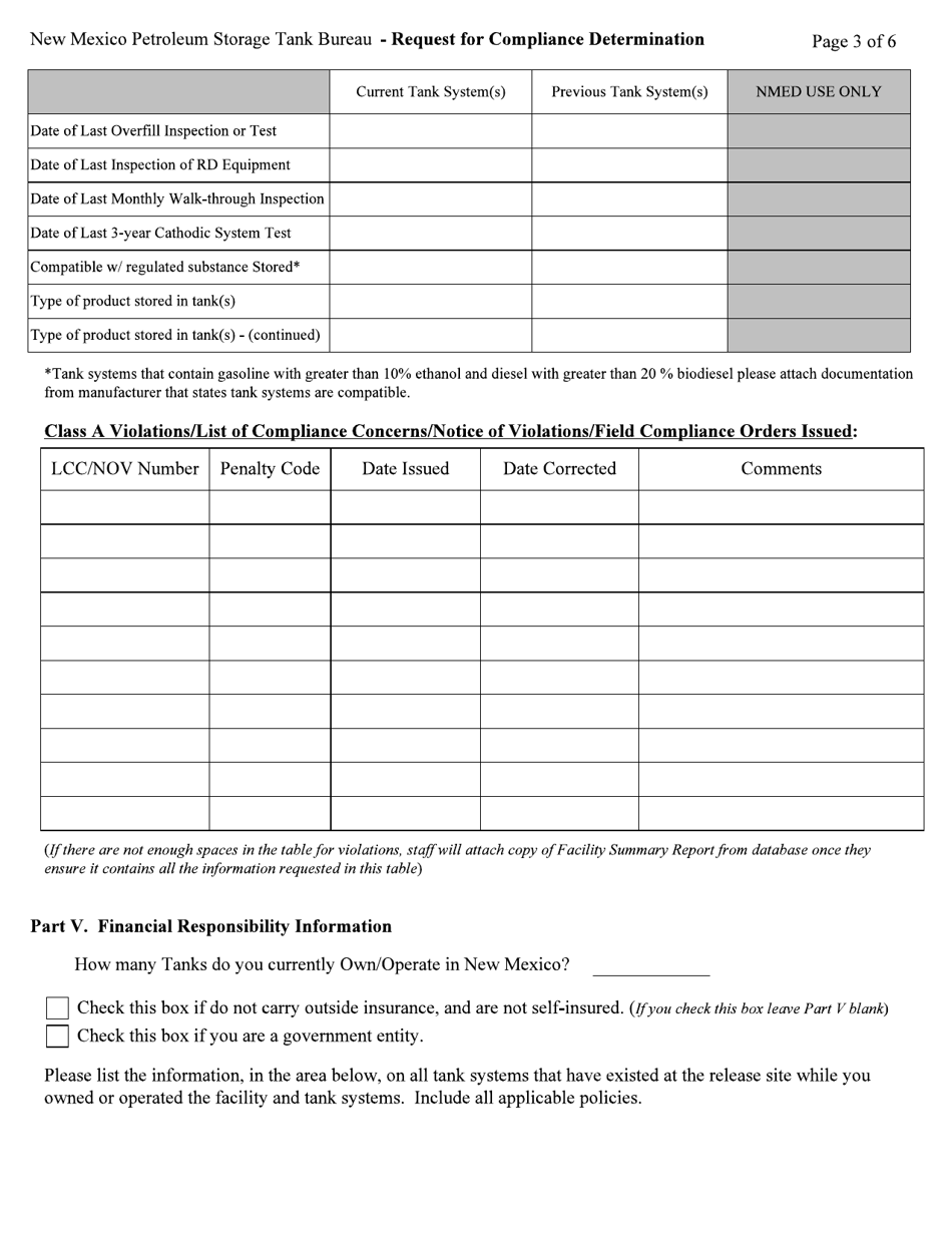Request for Compliance Determination - Petroleum Storage Tank - New Mexico, Page 3