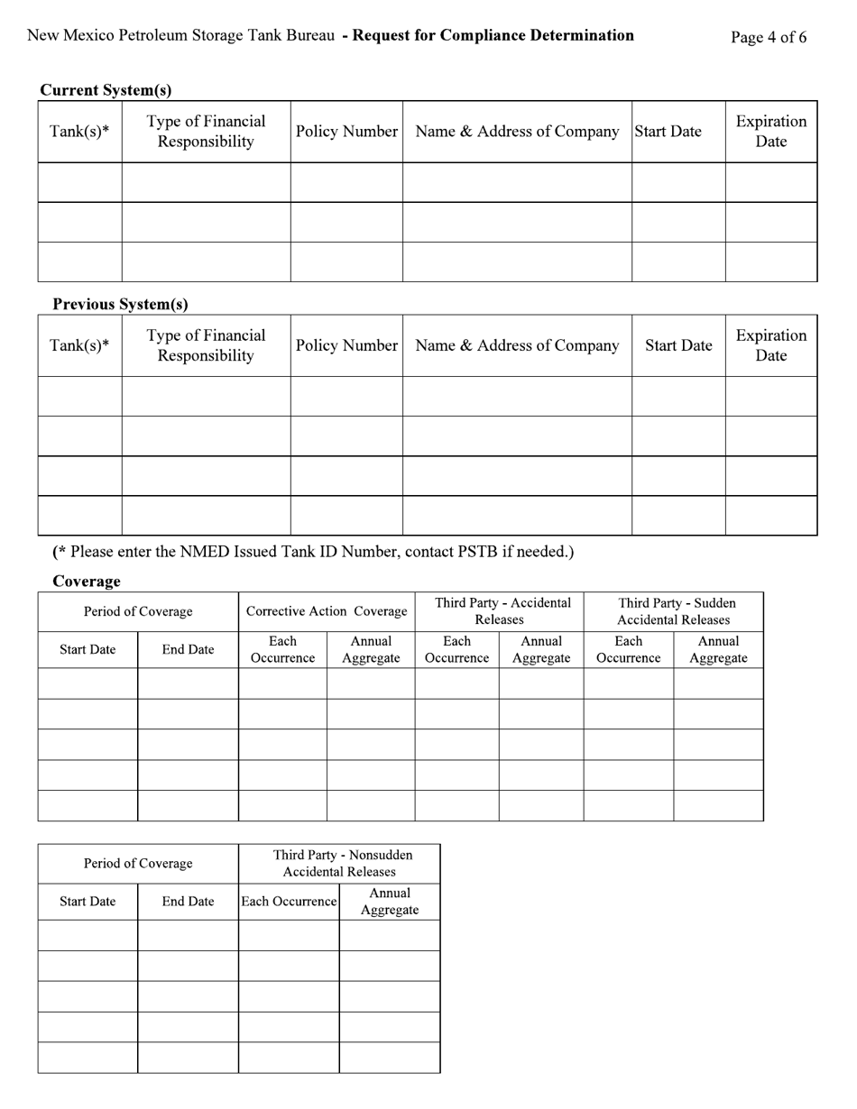 Request for Compliance Determination - Petroleum Storage Tank - New Mexico, Page 4
