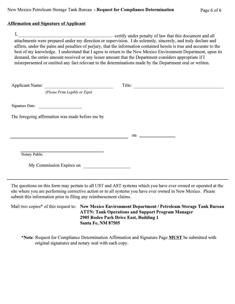 Request for Compliance Determination - Petroleum Storage Tank - New Mexico, Page 6