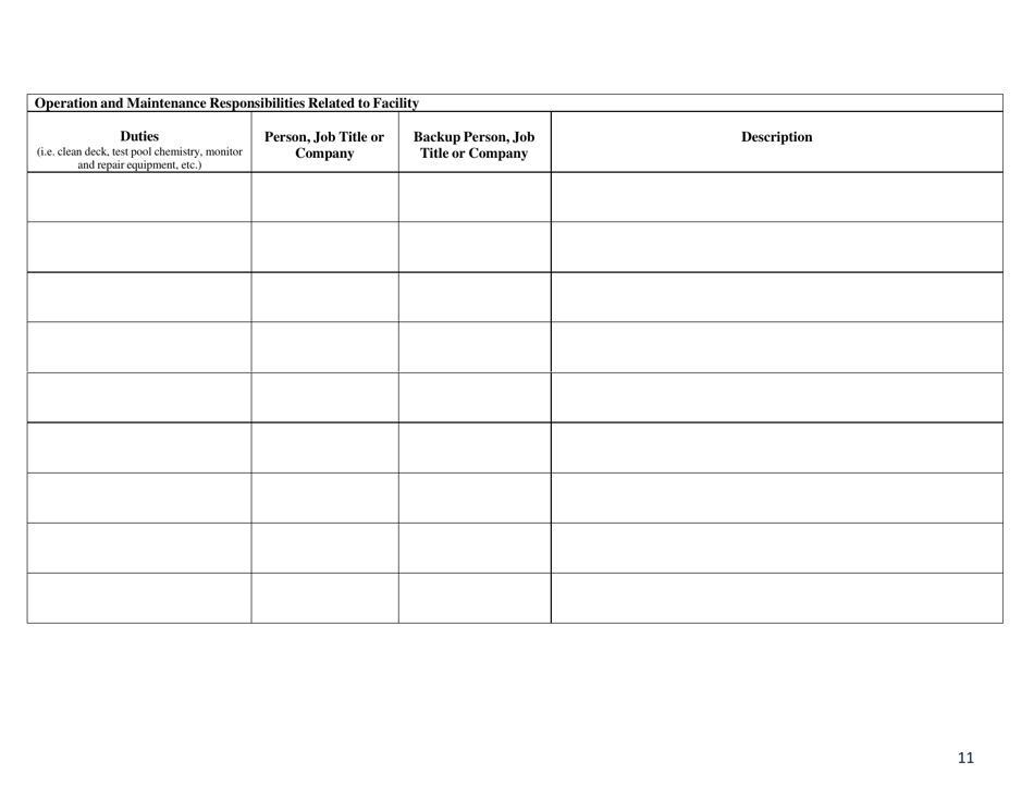 Pool Operation Safety Plan for Commercial Aquatic Venues - New Mexico, Page 11