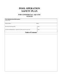 Pool Operation Safety Plan for Commercial Aquatic Venues - New Mexico