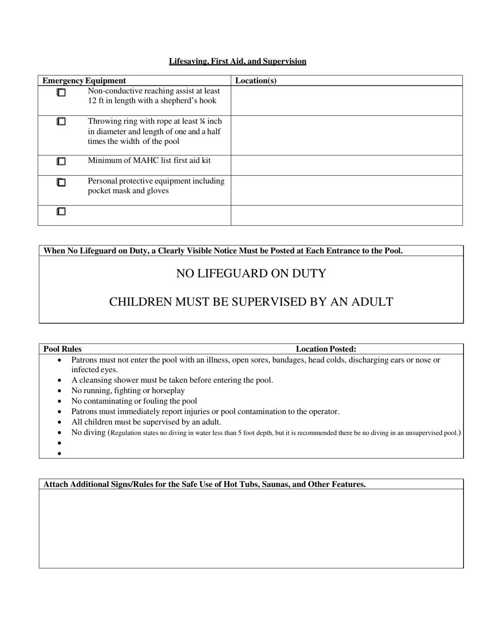 Pool Operation Safety Plan for Commercial Aquatic Venues - New Mexico, Page 6