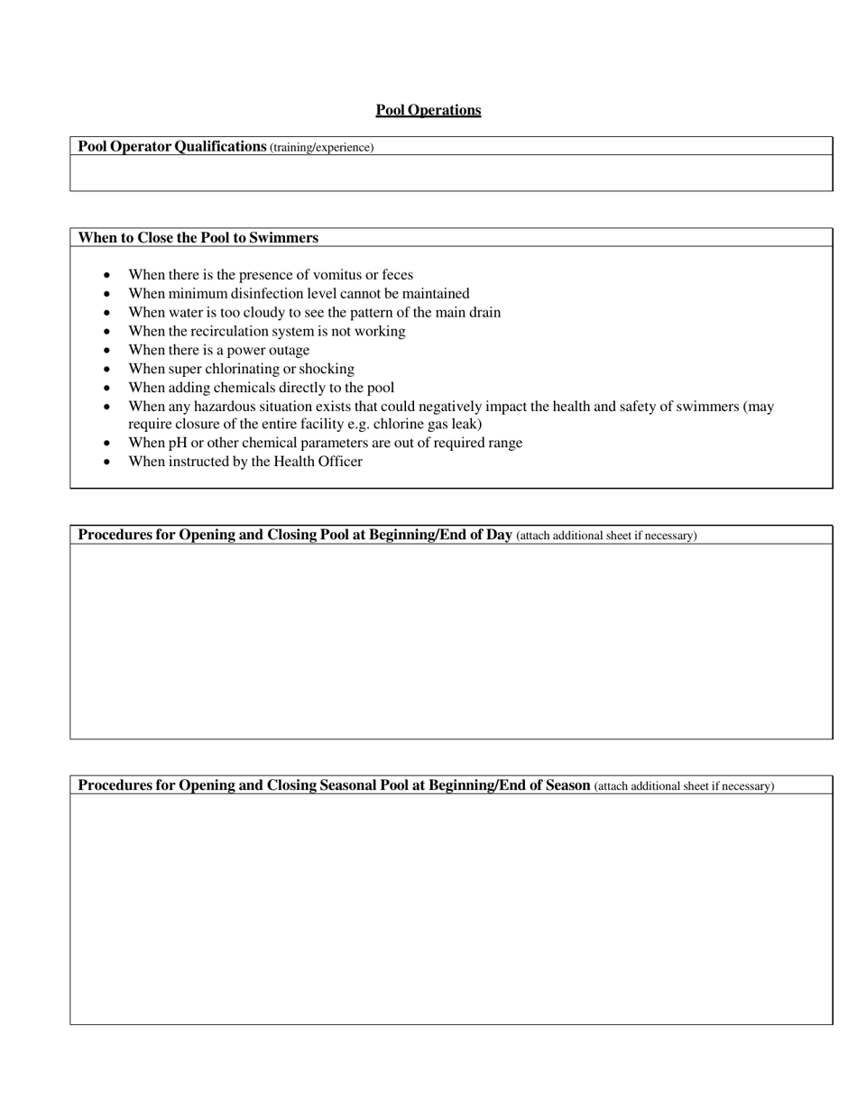 Pool Operation Safety Plan for Commercial Aquatic Venues - New Mexico, Page 7