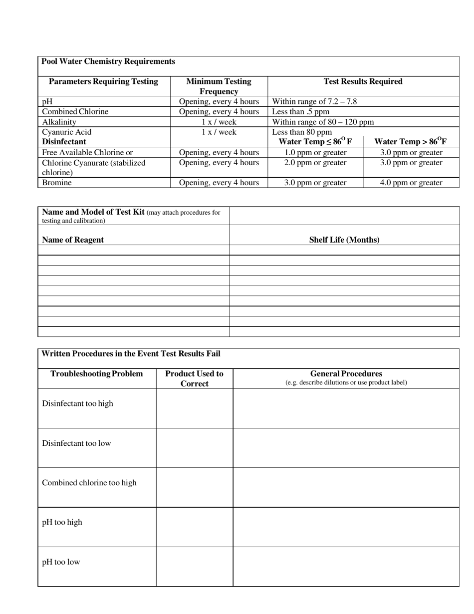 Pool Operation Safety Plan for Commercial Aquatic Venues - New Mexico, Page 8