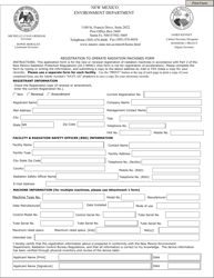 Document preview: Registration to Operate Radiation Machines Form - New Mexico