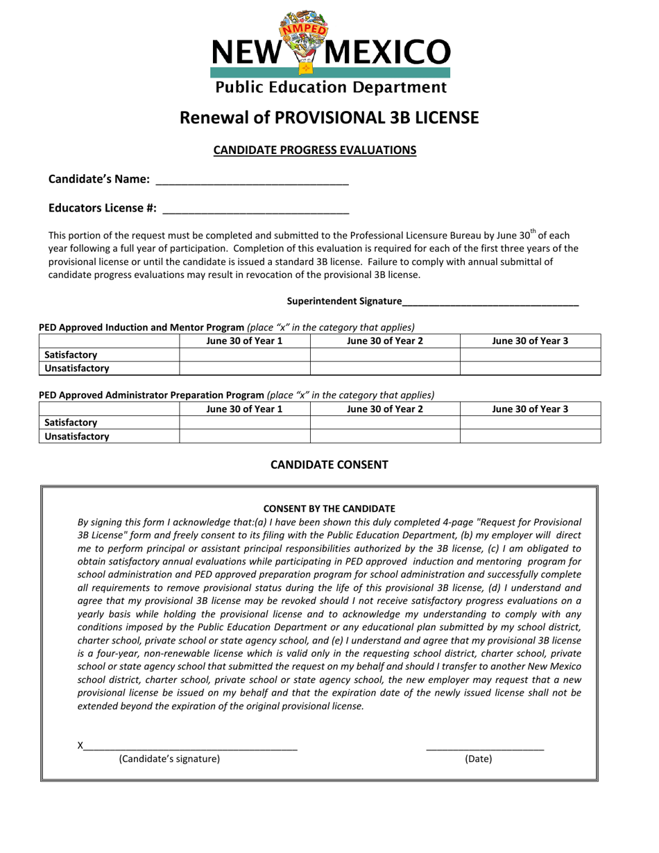 Renewal of Provisional 3b License - New Mexico, Page 1