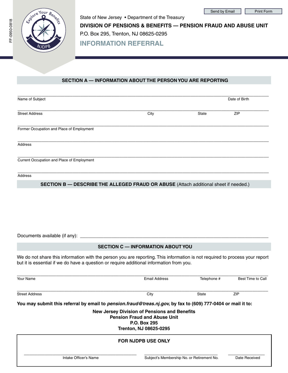 Form FF-0950 Information Referral - New Jersey, Page 1