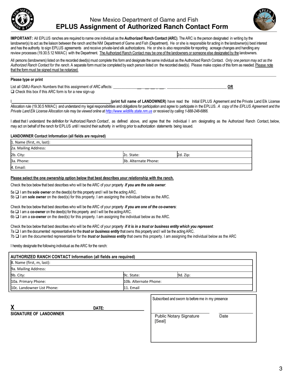 Initial Application and Agreement Special Zone - New Mexico, Page 3