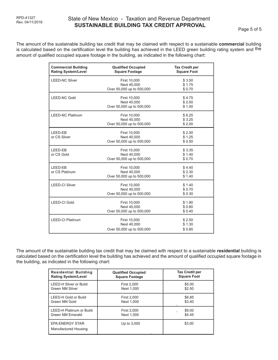 Form RPD-41327 Sustainable Building Tax Credit Approval - New Mexico, Page 6