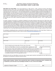 Document preview: Form RPD-41320 Angel Investment Credit Claim Form - New Mexico