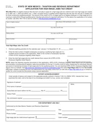 Form RPD-41288 Application for High-Wage Jobs Tax Credit - New Mexico