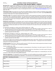Form RPD-41167 &quot;Application for Investment Credit&quot; - New Mexico