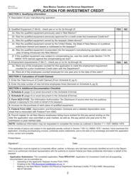 Form RPD-41167 Application for Investment Credit - New Mexico, Page 2