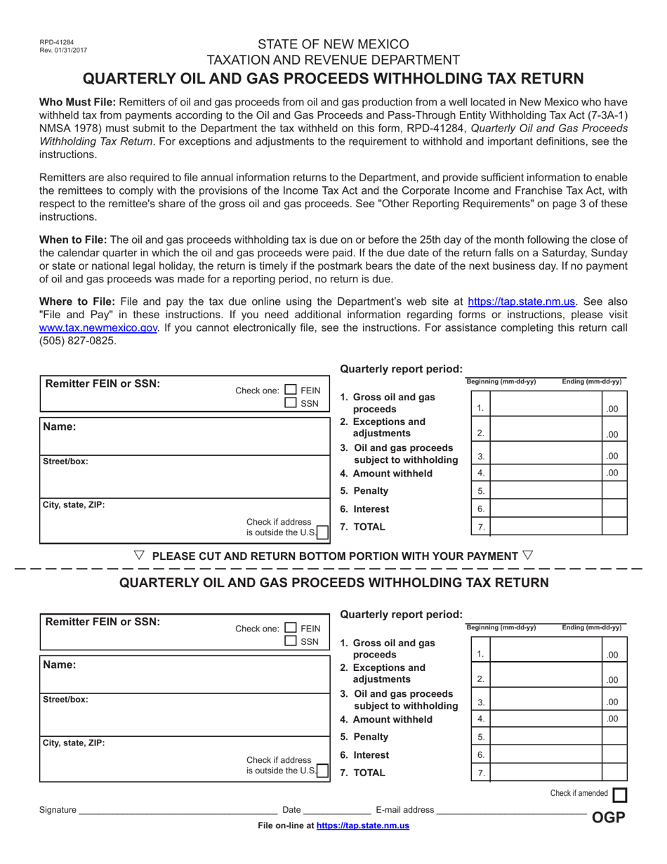 Form Rpd 41284 Fill Out Sign Online And Download Printable Pdf New Mexico Templateroller 9500