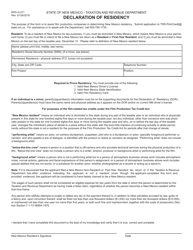 Document preview: Form RPD-41271 Declaration of Residency - New Mexico