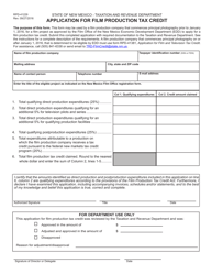 Form RPD-41229 Film Production Tax Credit Application (Productions Prior to January 1, 2016) - New Mexico