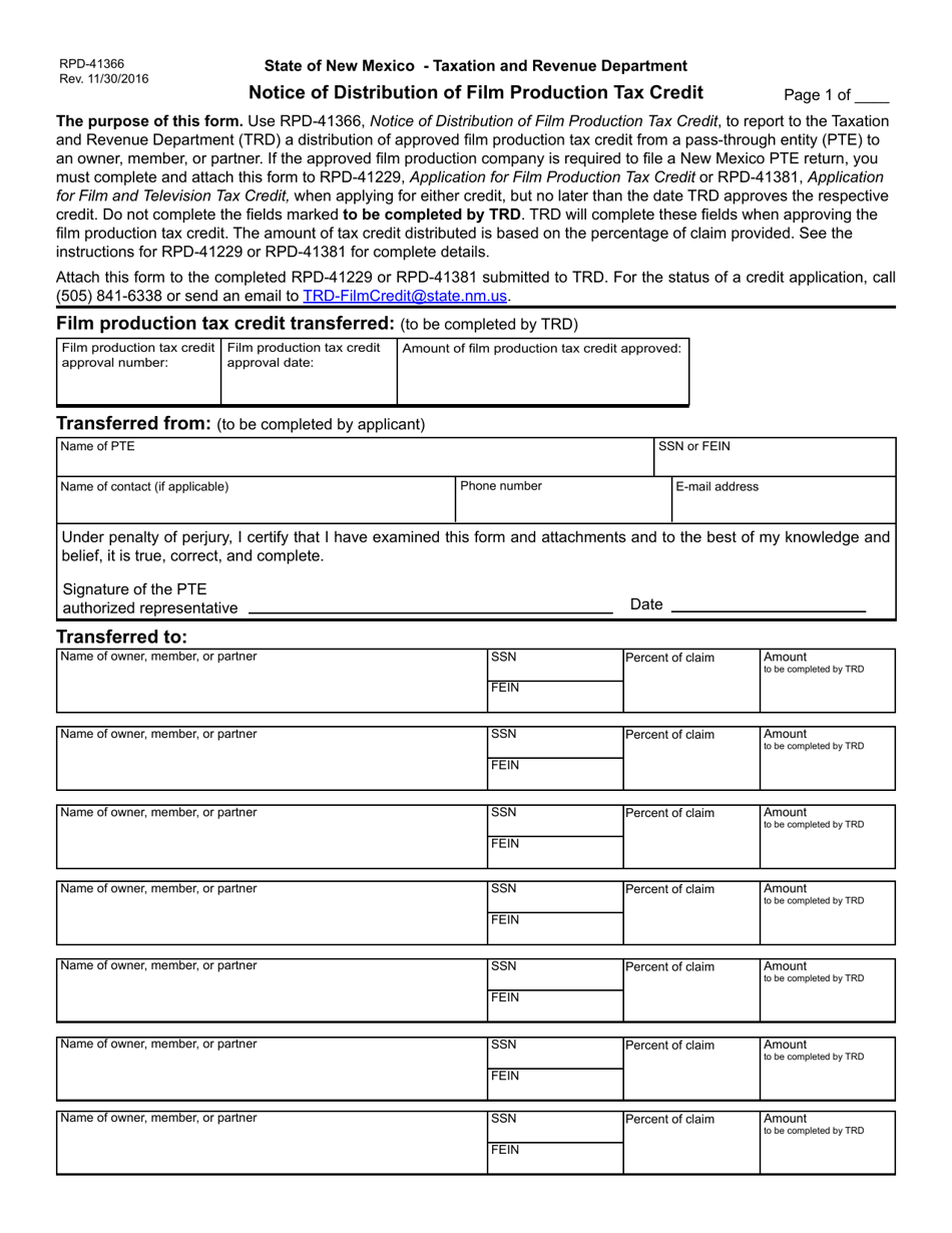 Form RPD41366 Fill Out, Sign Online and Download Printable PDF, New