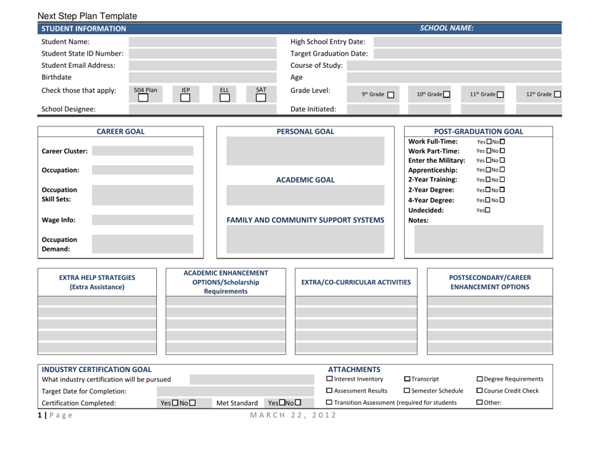 Next Step Plan Template - New Mexico Download Pdf
