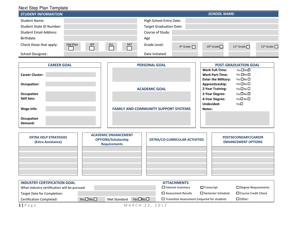 Next Step Plan Template - New Mexico, Page 1