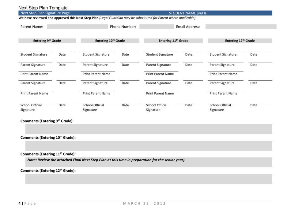 Next Step Plan Template - New Mexico, Page 4