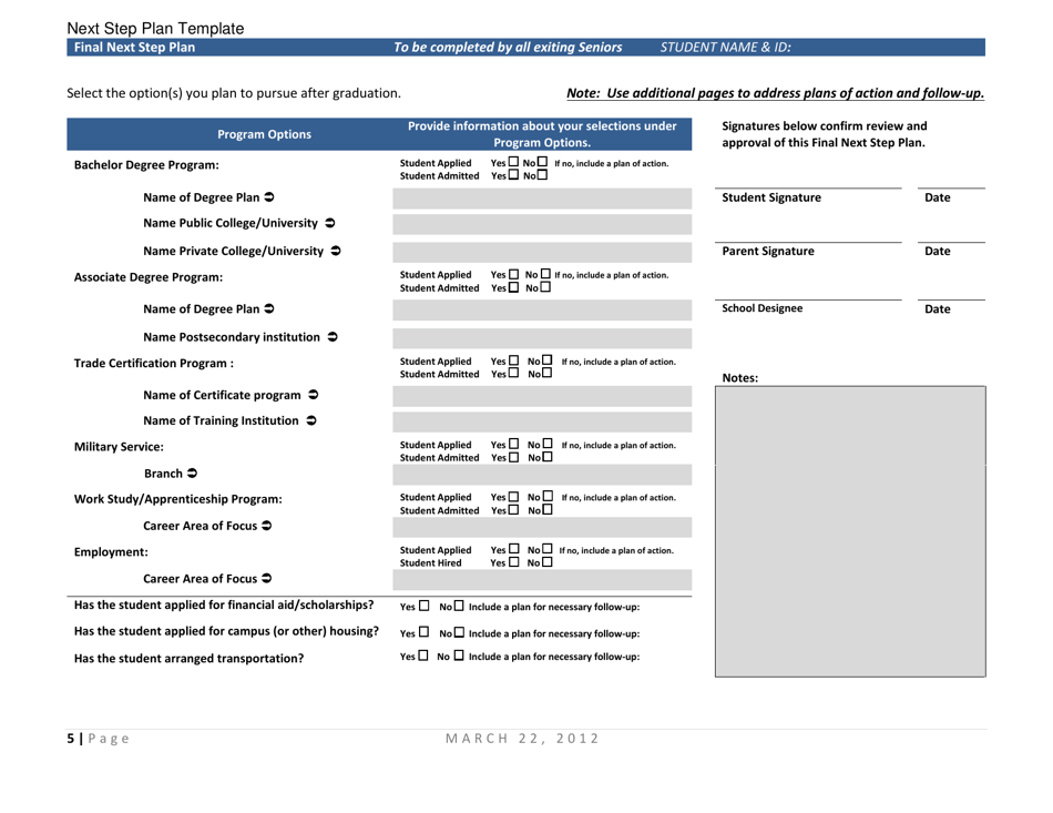 Next Step Plan Template - New Mexico, Page 5