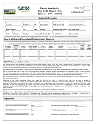 Dual Credit Request Form - New Mexico