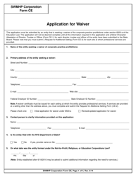 SWMHP Corporation Form CE Application for Waiver - New York