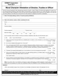 Document preview: Form CE-1 Moral Character Attestation of Director, Trustee or Officer - New York