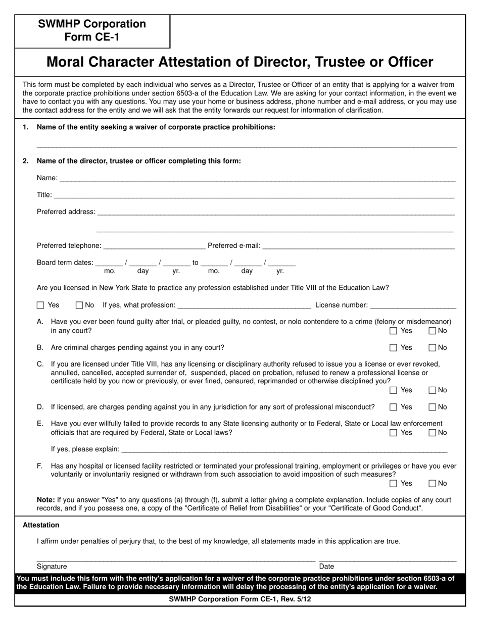 Form CE-1 - Fill Out, Sign Online and Download Printable PDF, New York ...