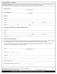 Military Spouse: Application for Temporary Practice Permit - New York, Page 2