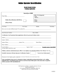 &quot;Breath Alcohol Test Operator Online Recertification Training Request Form&quot; - New Mexico