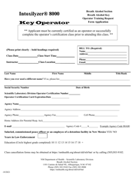 &quot;Breath Alcohol Key Operator Training Request Form&quot; - New Mexico