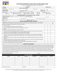 &quot;Adult Vaccine Consent Form&quot; - New Mexico