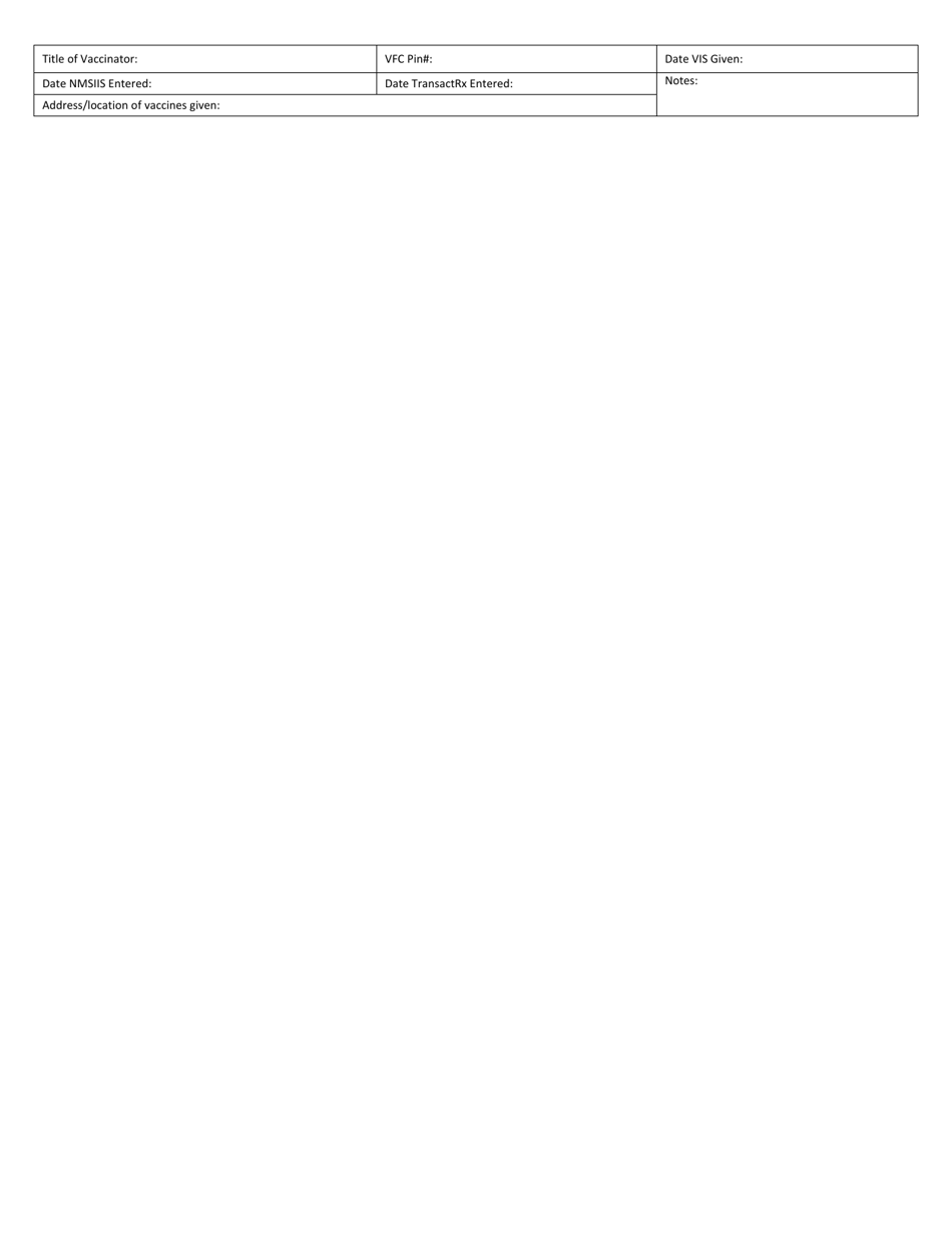 Adult Vaccine Consent Form - New Mexico, Page 2