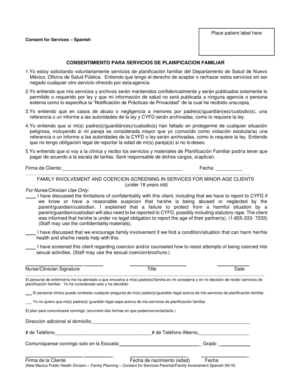Consent for Family Planning Services - New Mexico (English / Spanish), Page 2