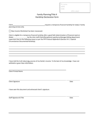 Family Planning/Title X Hardship Declaration Form - New Mexico (English/Spanish)