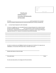 Family Planning/Title X Hardship Declaration Form - New Mexico (English/Spanish), Page 2