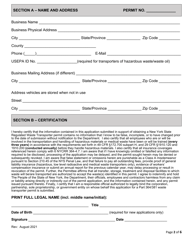 6 Nycrr Parts 364/381 Waste Transporter Permit Application - New York, Page 2