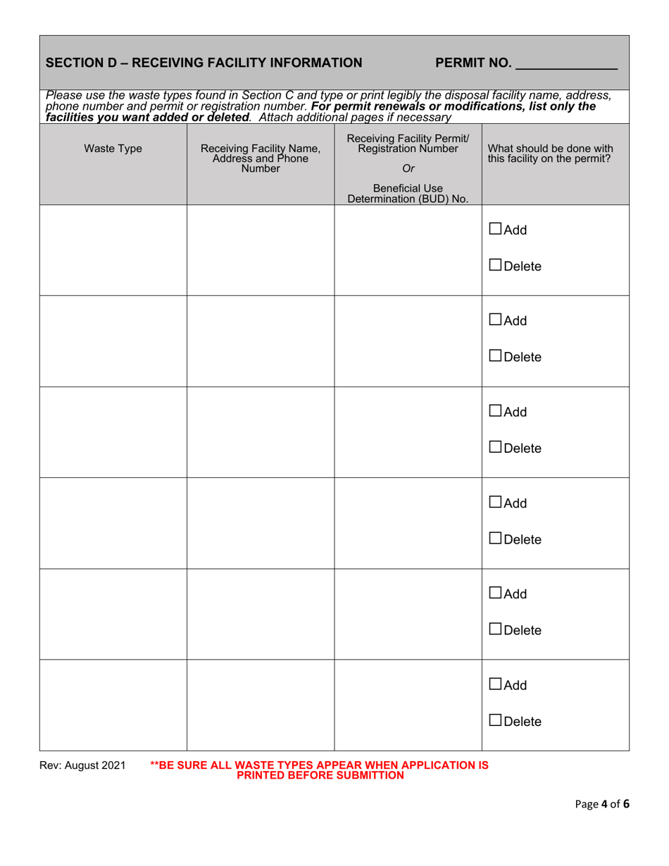 6 Nycrr Parts 364 / 381 Waste Transporter Permit Application - New York, Page 4
