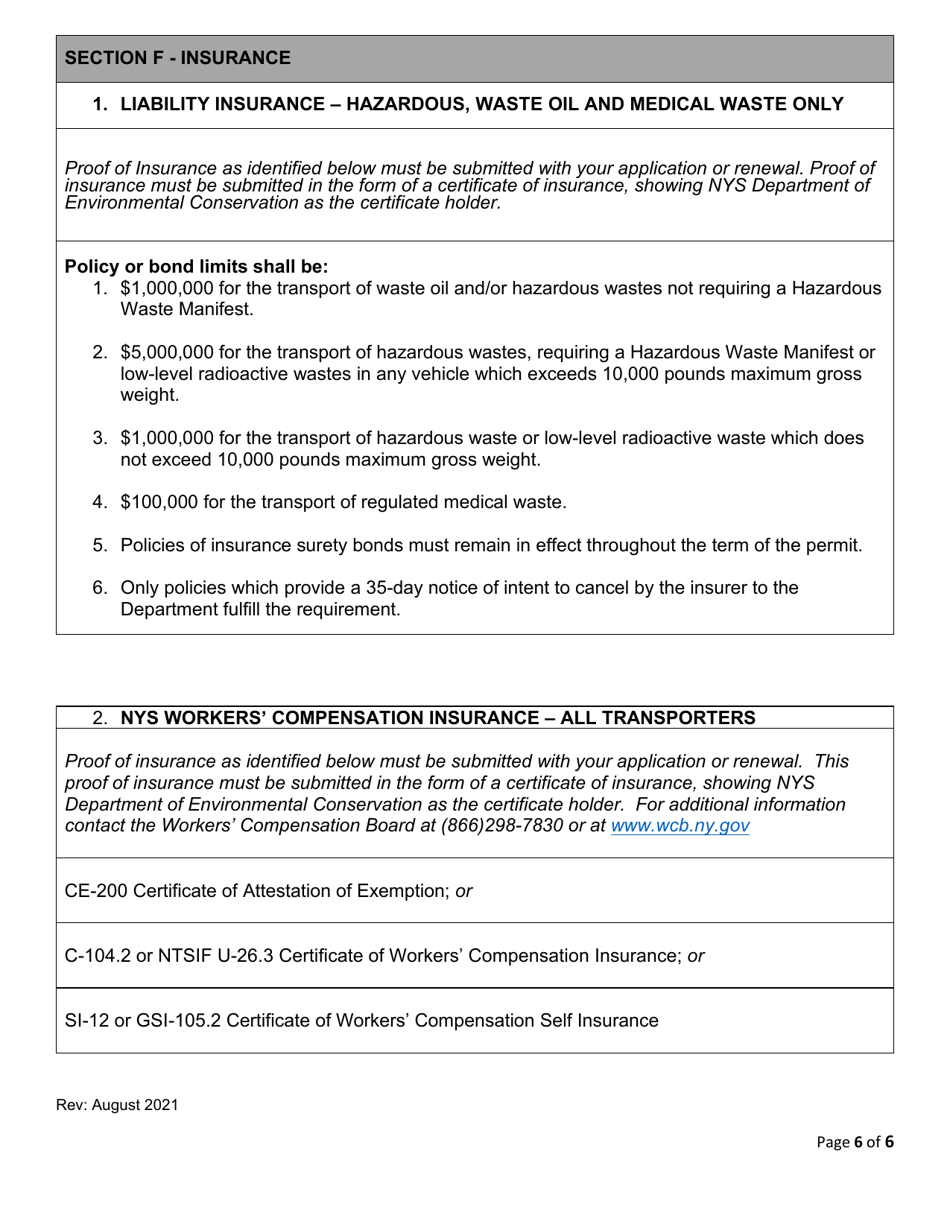 6 Nycrr Parts 364 / 381 Waste Transporter Permit Application - New York, Page 6