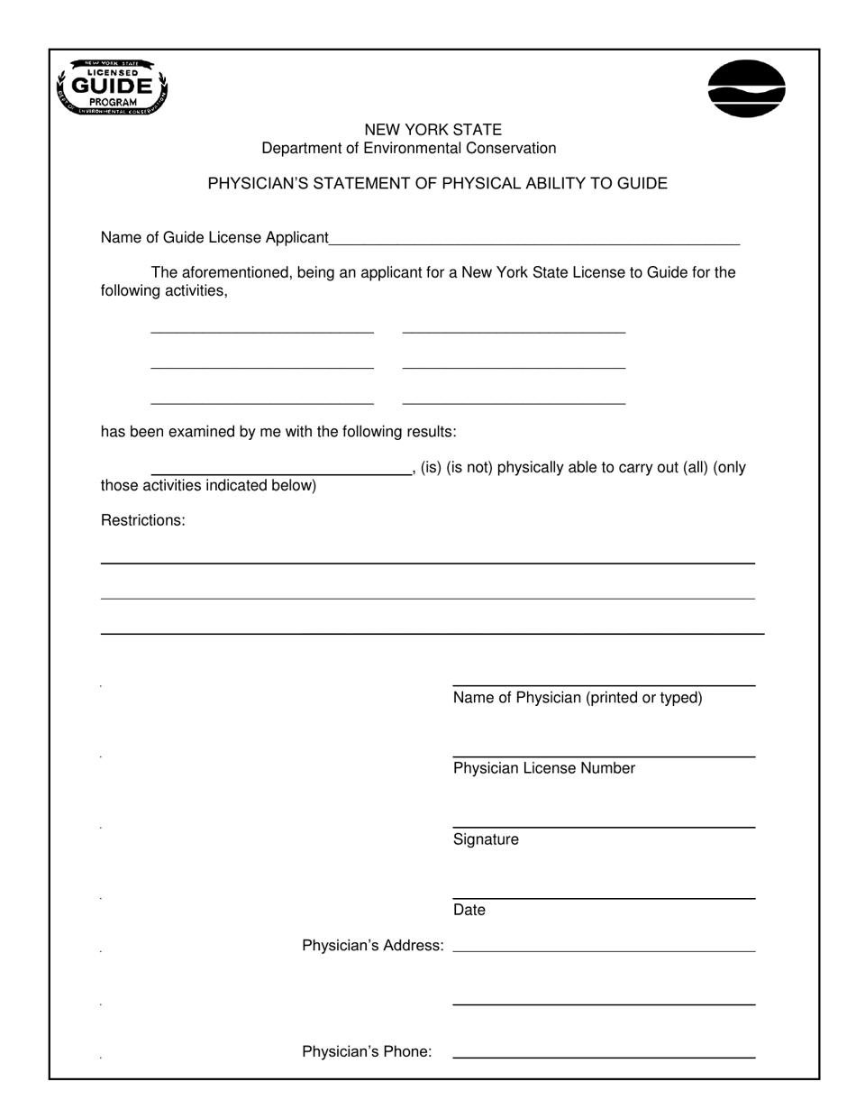 Physicians Statement of Physical Ability to Guide - New York, Page 3