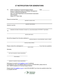 Document preview: C7 Notification for Generators - New York
