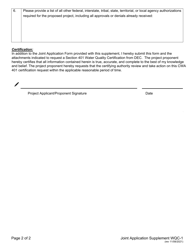 Supplement WQC-1 Application for Permit for Section 401 State Water Quality Certification - New York, Page 2