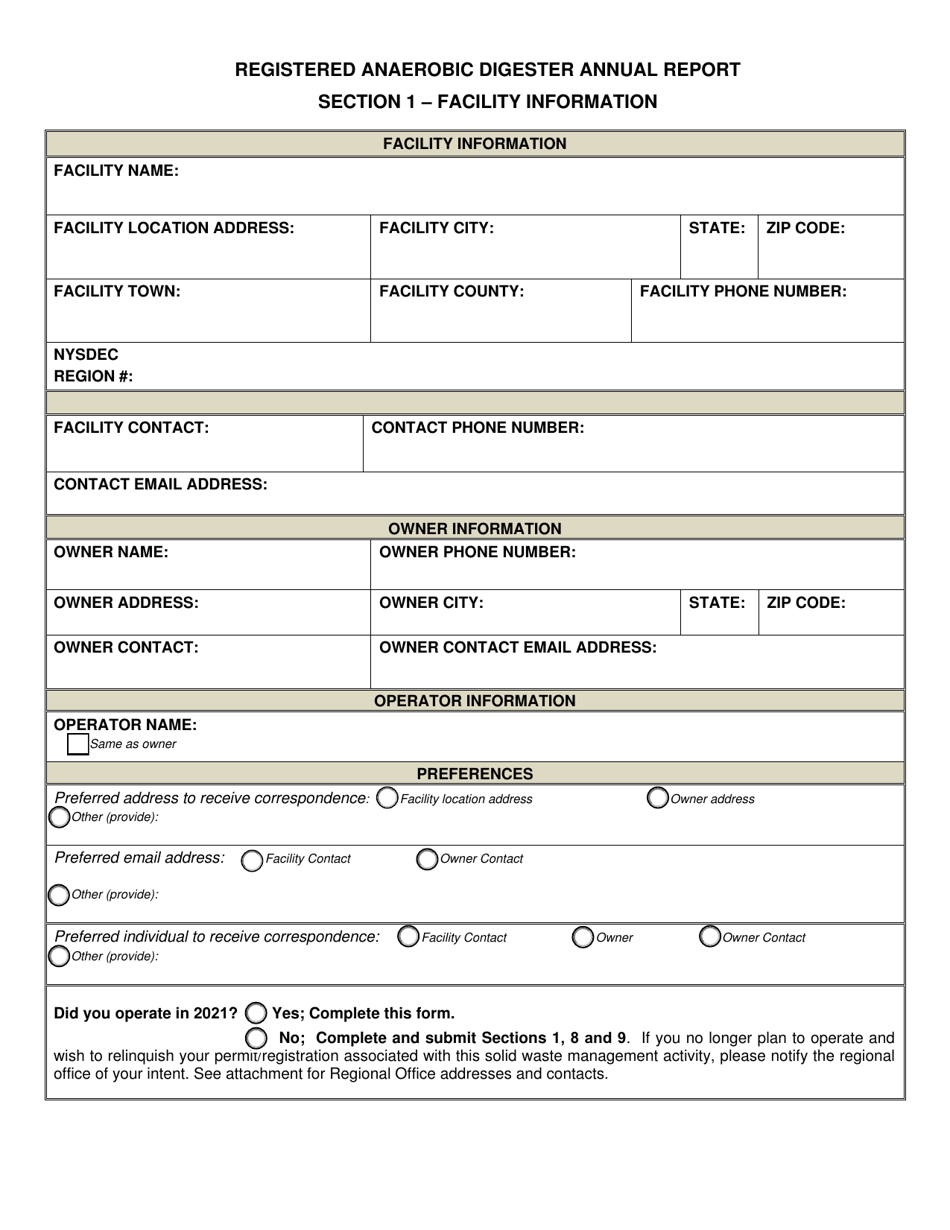 Registered Anaerobic Digester Annual Report - New York, Page 2