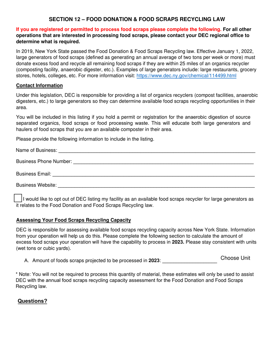 Permitted Anaerobic Digester Annual Report - New York, Page 12